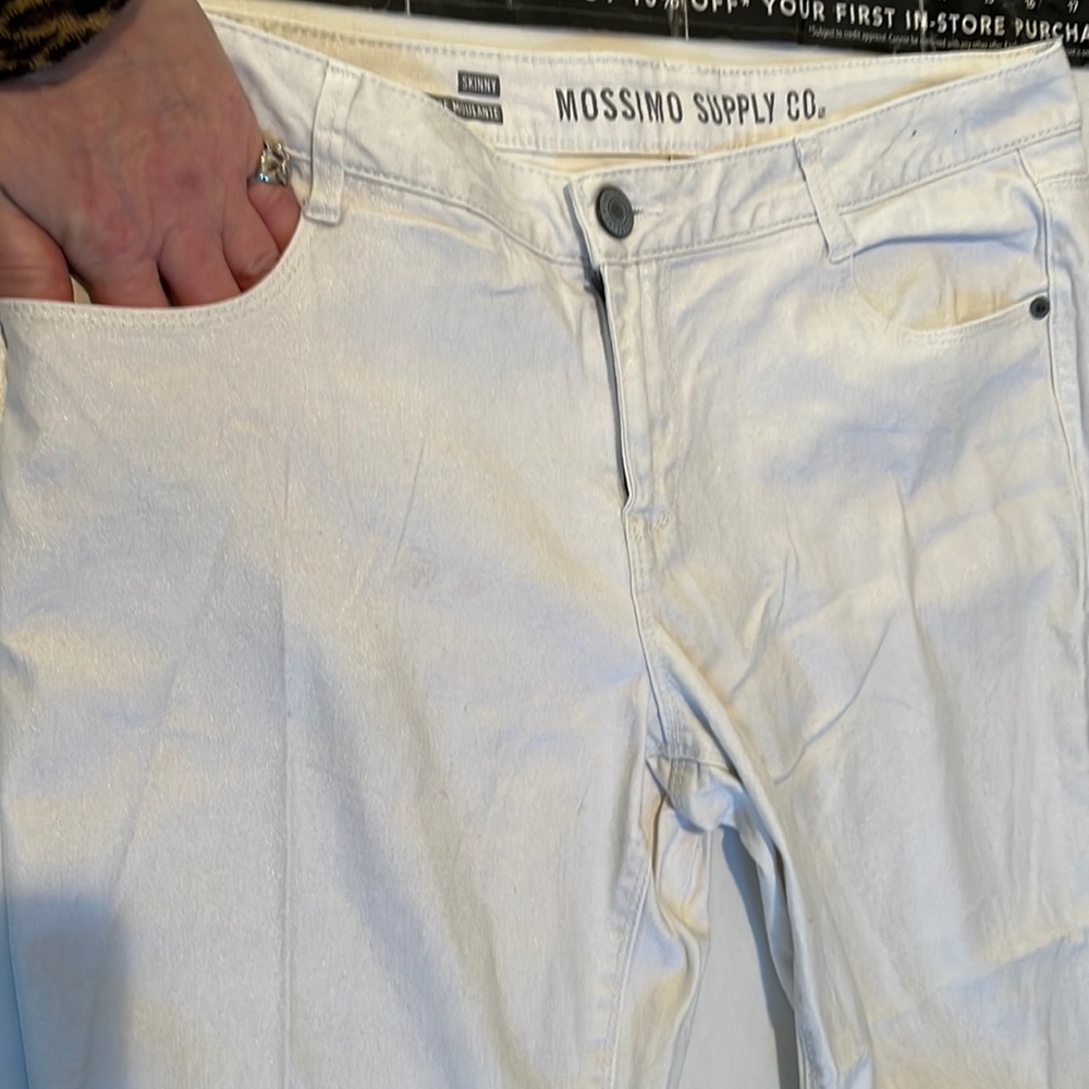 Mossimo Supply  Co.size 12 white with silvery shimmer high rise jeans